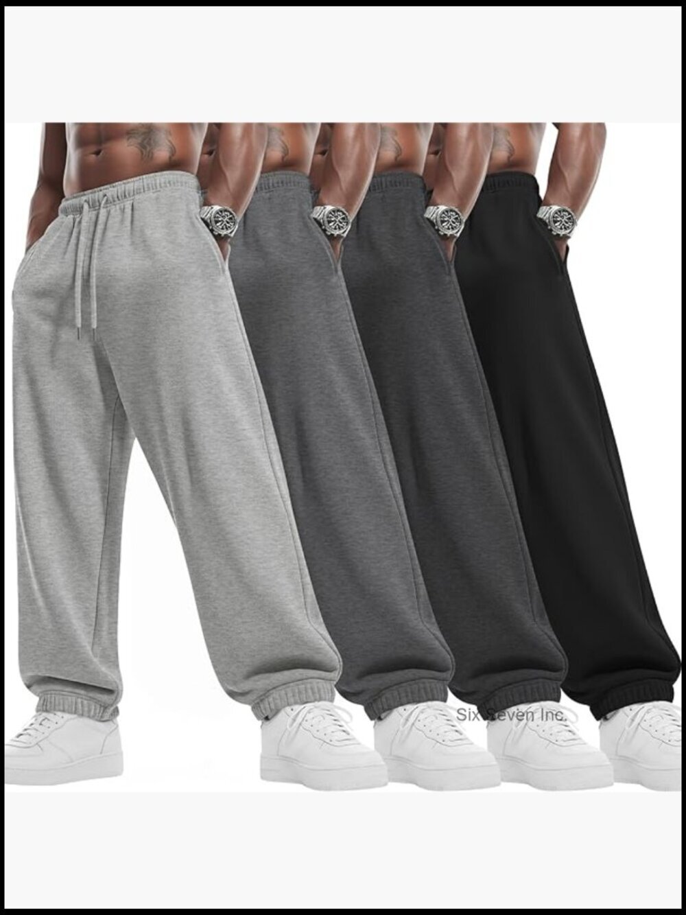 Men's Big and Tall Jogger Sweatpants 4 Pack with Pockets Drawstring